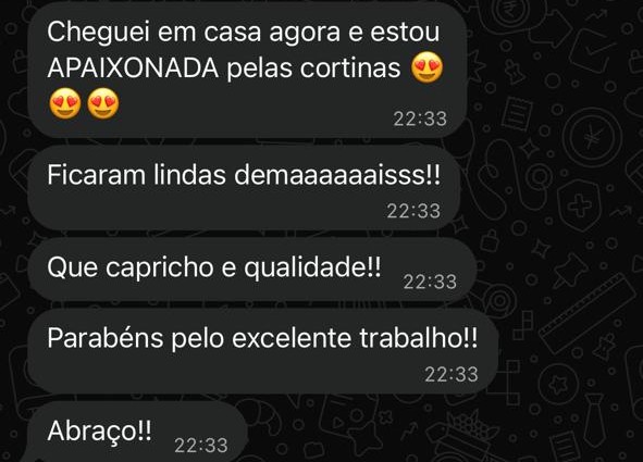 Print de depoimento real de cliente da SrHouse Decor (nº 9)